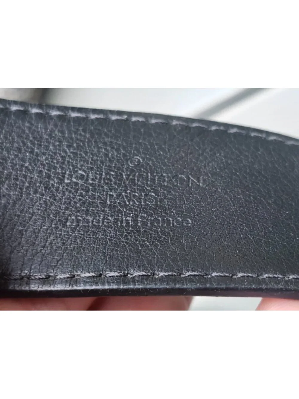Louis Vuitton M9708 Damier Graphite Men’s Belt Black Silver Buckle Size 90/36